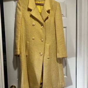 Vintage Yellow Double-Breasted Women's Coat